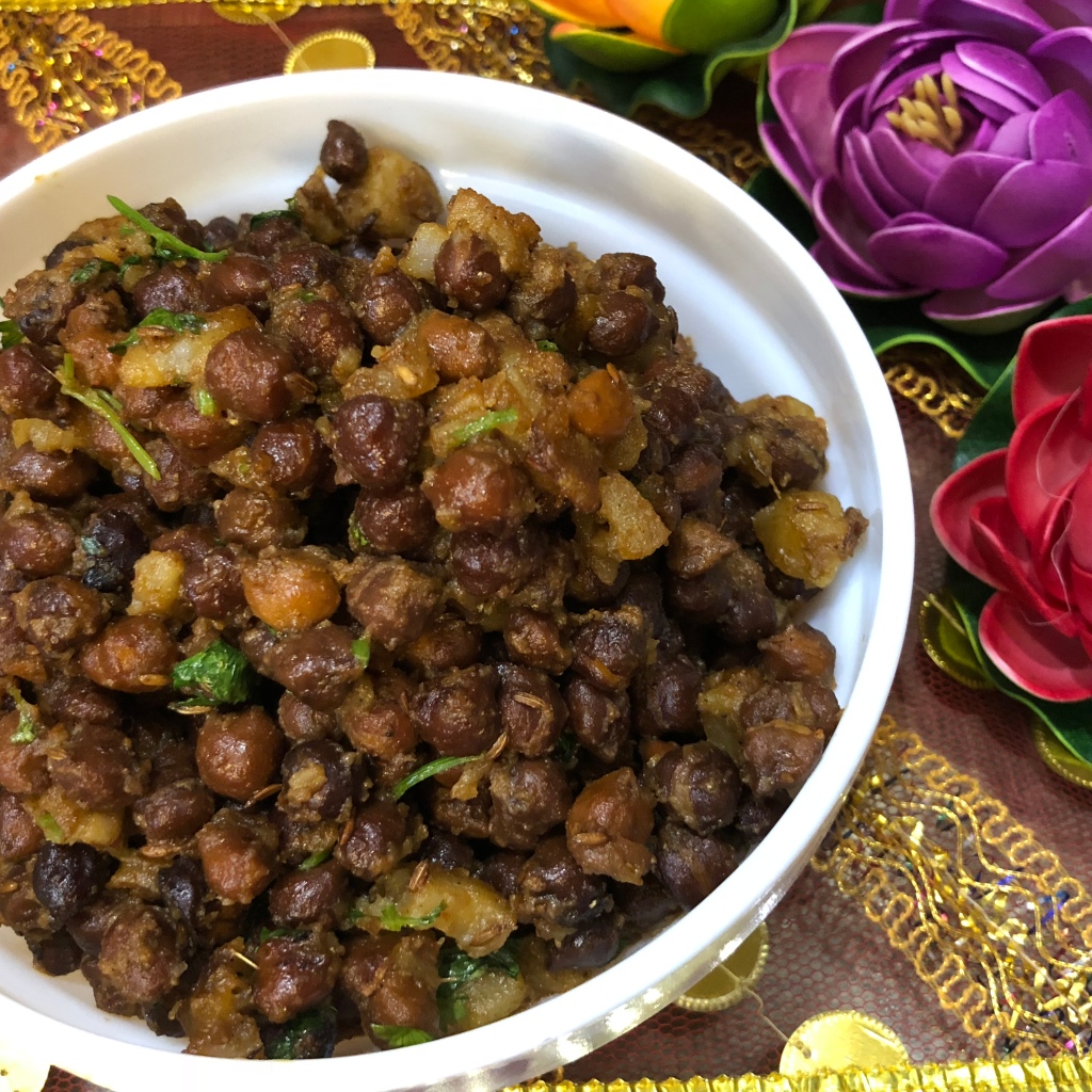 Dry Kale Channa with Sweet Potatoes – Navratri Special