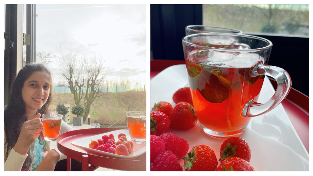 Healthy Fruit Tea | Strawberry Raspberries Mint Tea | Fresh Fruit Chai | No Sugar Tea