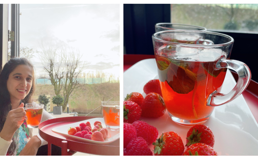 Healthy Fruit Tea | Strawberry Raspberries Mint Tea | Fresh Fruit Chai | No Sugar Tea